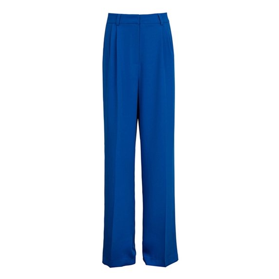 Women's Tailored Wide Leg Work Pants High Waisted Flowy Business Casual Palazzo Pants Blue XL