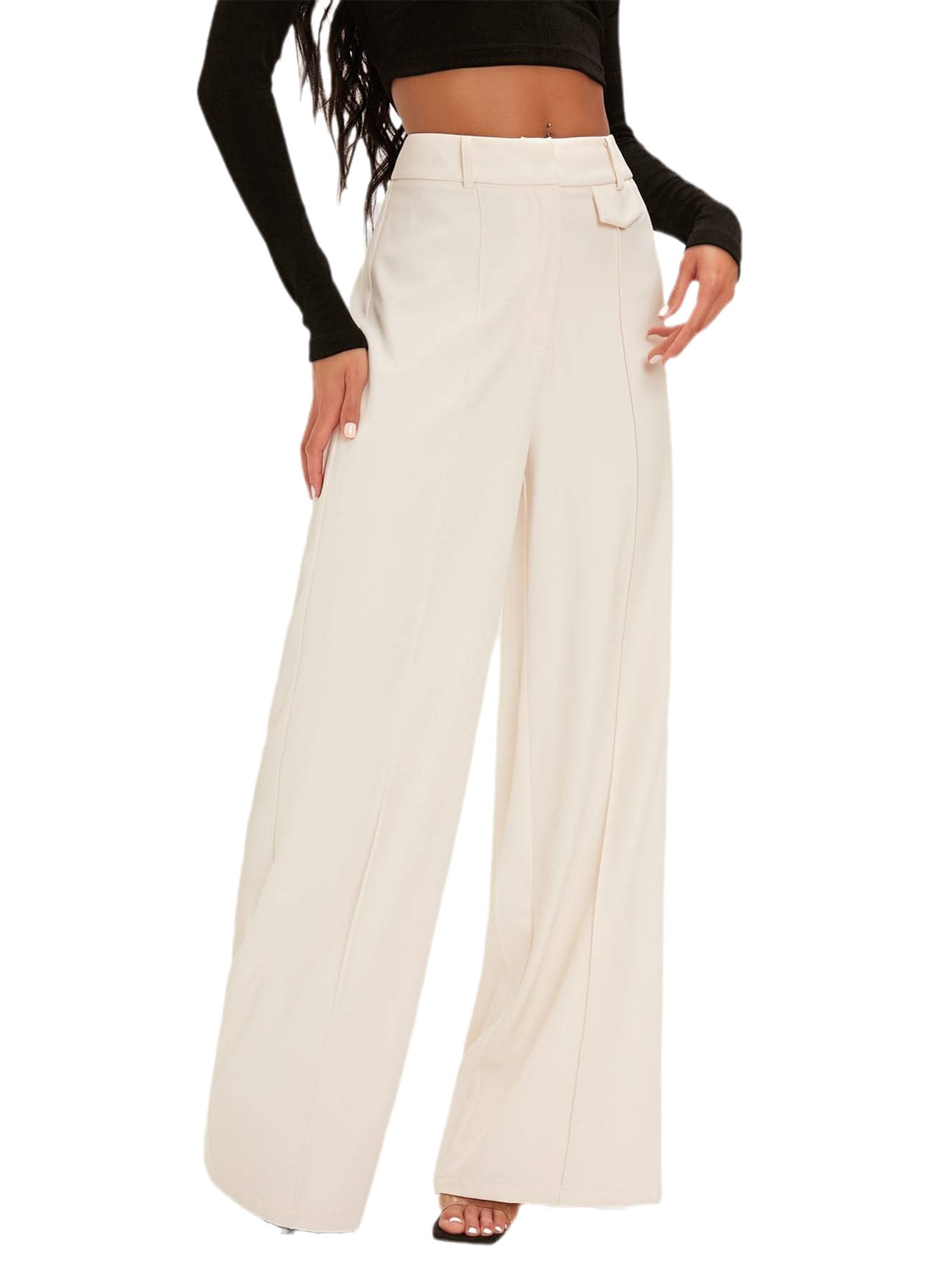 Women's Tall High Waist Wide Leg Pants Long Trousers Tall L 