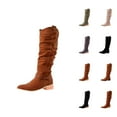 thumbnail image 1 of Women's Tall Knee High Boots, Warm Thick Sole Long Boots, Simple Round Toe Design for Fall Winter Fashion, 1 of 10