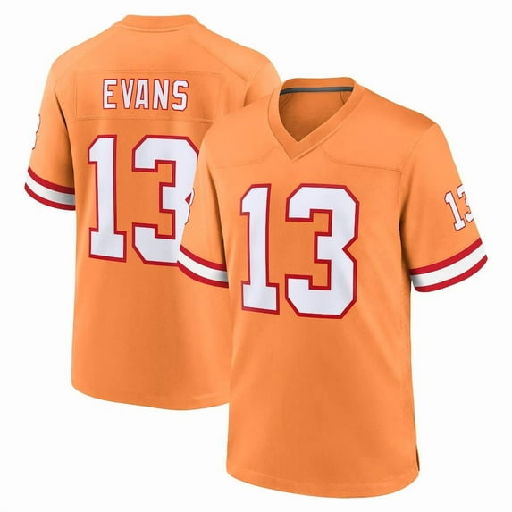 Women's Tampa Bay Evans 13 Orange Stitched T-Shirts Sports Player Game Top, Medium