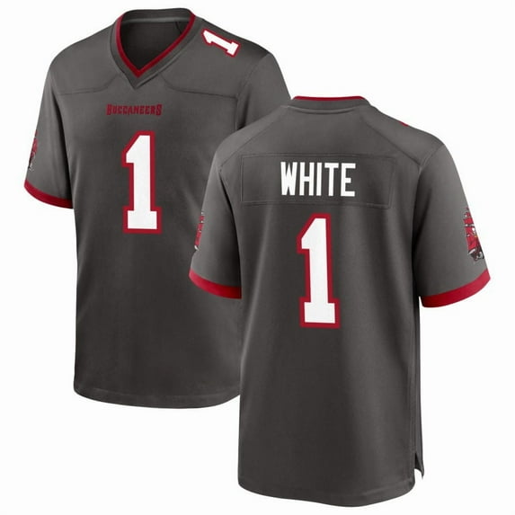 Women's Tampa Bay White 1 Pewter Stitched T-Shirts Sports Player Game Top, Large