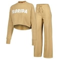 thumbnail image 1 of Women's Tan Florida Gators Raglan Cropped Sweatshirt & Sweatpants Set, 1 of 5