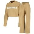 thumbnail image 1 of Women's Tan Kentucky Wildcats Raglan Cropped Sweatshirt & Sweatpants Set, 1 of 5