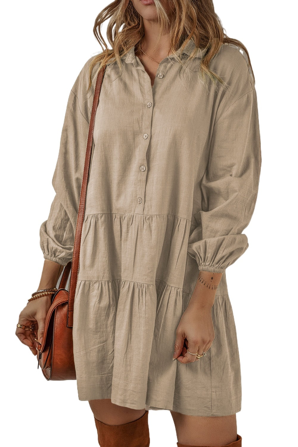 ivory long sleeve sweater dress Just a Girl Knit Mini Dress