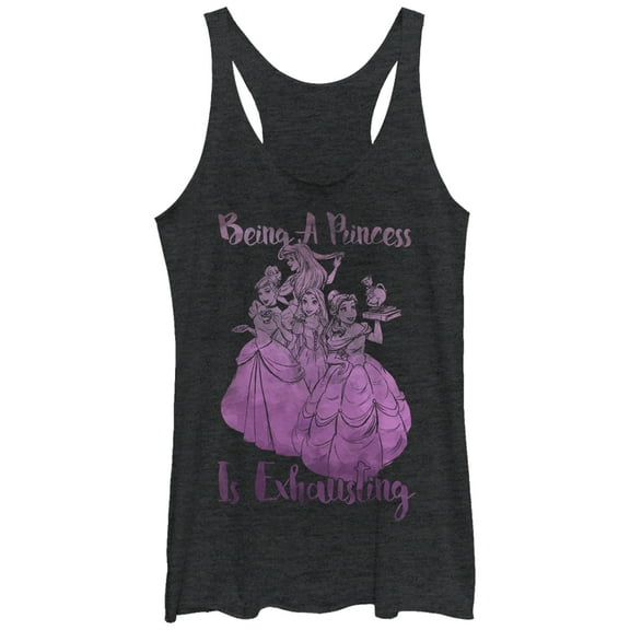 Women's Tangled Being a Princess is Exhausting  Racerback Tank Top Black Heather Large
