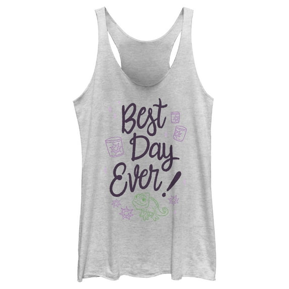 Women's Tangled Best Day Ever Pascal Racerback Tank Top White Heather Large