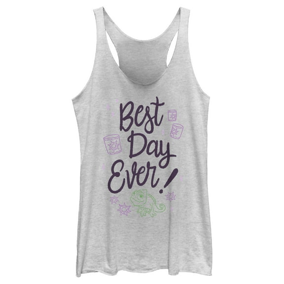 Women's Tangled Best Day Ever Pascal  Racerback Tank Top White Heather X Large