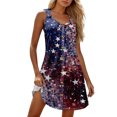 thumbnail image 1 of Women's Tank Style Sundress, Sleeveless Summer Dress with Patriotic Design, Lightweight Outfit for Fireworks Nights and BBQs,Blue L, 1 of 5