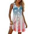 thumbnail image 1 of Women's Tank Style Sundress, Sleeveless Summer Dress with Patriotic Design, Lightweight Outfit for Fireworks Nights and BBQs,Light Blue XL, 1 of 5