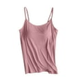 thumbnail image 1 of Women's Tank Top with Built in Bra Sleeveless thin Spaghetti Shoulder Strap Camisoles Summer Padded Bra Undershirt Basic Solid Color Camisole for Workout Sleeping Traveling, 1 of 5