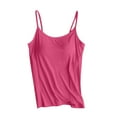 thumbnail image 1 of Women's Tank Top with Built in Bra Sleeveless thin Spaghetti Shoulder Strap Camisoles Summer Padded Bra Undershirt Basic Solid Color Camisole for Workout Sleeping Traveling, 1 of 5