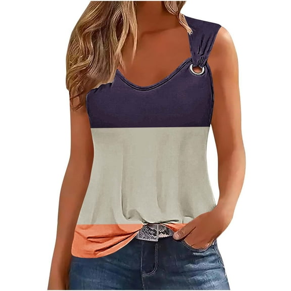 Women's Tank Top Casual V Neck Cotton Camisole Printing Wide Straps Sleeveless T-Shirts Blouses Women Loose Summer Vests Tops