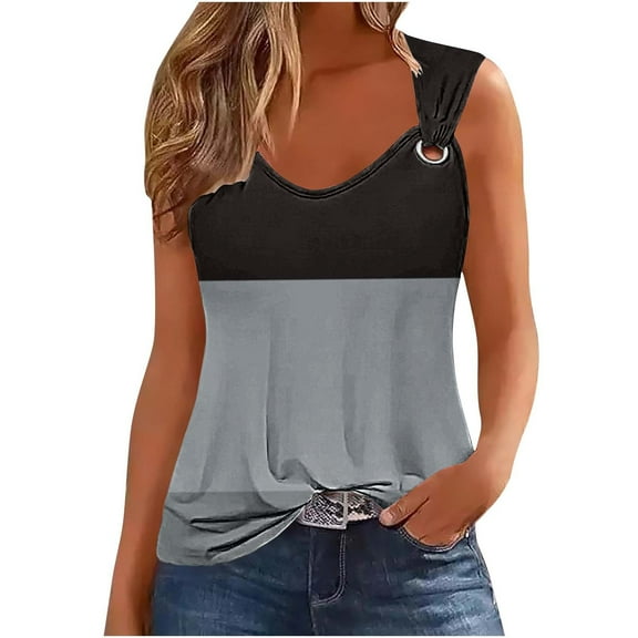 Women's Tank Top Casual V Neck Cotton Camisole Printing Wide Straps Sleeveless T-Shirts Blouses Women Loose Summer Vests Tops