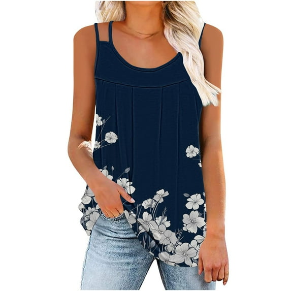 Women's Tank Top Multi-Strap Casual Solid Color Sleeveless Basic Cami Shirts for Trainning Round Neck Strap Summer Outfit 2025 Gym