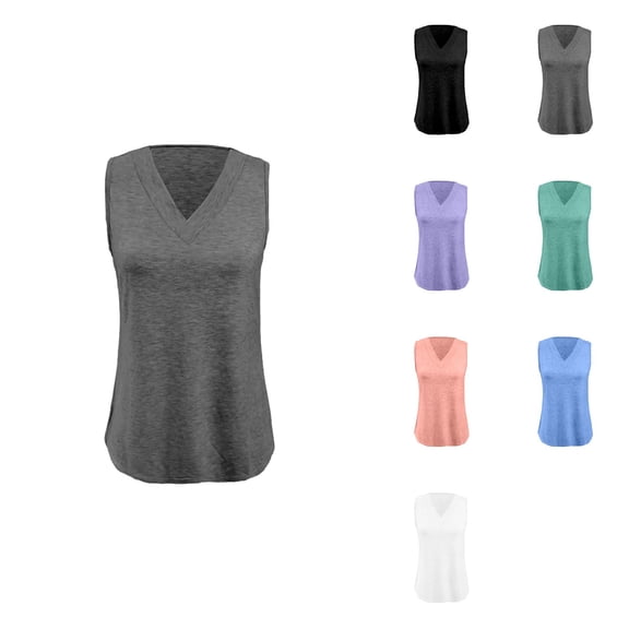 Women's Tank Top Summer Sleeveless V-Neck Basic Tee | Trendy Loose Fit Casual T-Shirt | 2025 Fashion Tops for Girls