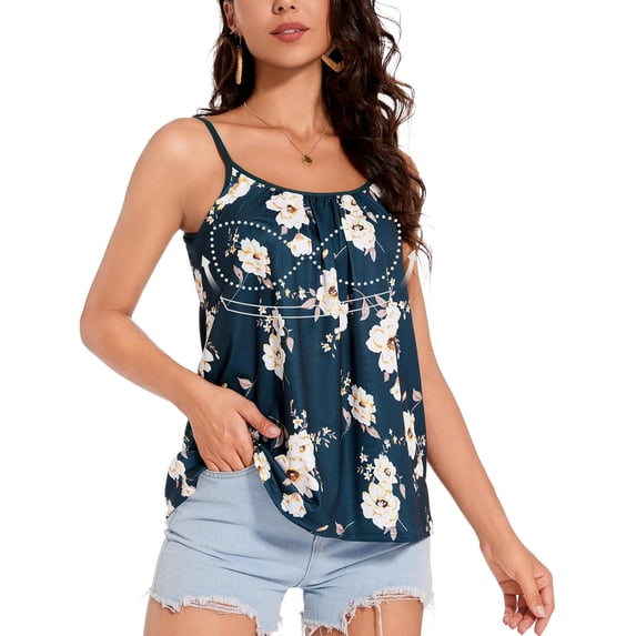 Women's Tank Top with Built in Bra Cup Push Up Supportive Sleeveless Camisole Tee Shirt Top Bra Relaxed Blouse S-4XL