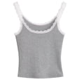 thumbnail image 1 of Women's Tank Top with Lace Breathable Fitness Yoga Basic Layer Camisole Top Beach Vacation Outfit Grey, 1 of 1