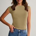 thumbnail image 1 of Women's Tank Tops $2.98 On Sale Lightweight New Round Neck Backless Solid Color Close-fitting Casual Top T-shirt, 1 of 7