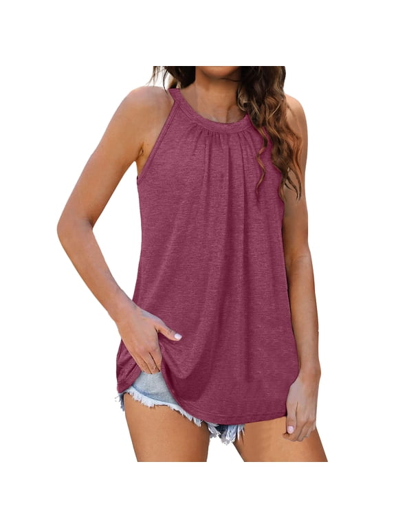 Women's Tank Tops Alien Top Shirts for Women Ladies 1x Tops Women Asymmetric Tunic Sleep Women Summer Solid Tops Pleated Sleeveless Shirts Tank Top