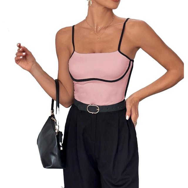 Women's Tank Tops & Camis Casual Striped Spaghetti Strap Pink XS (2