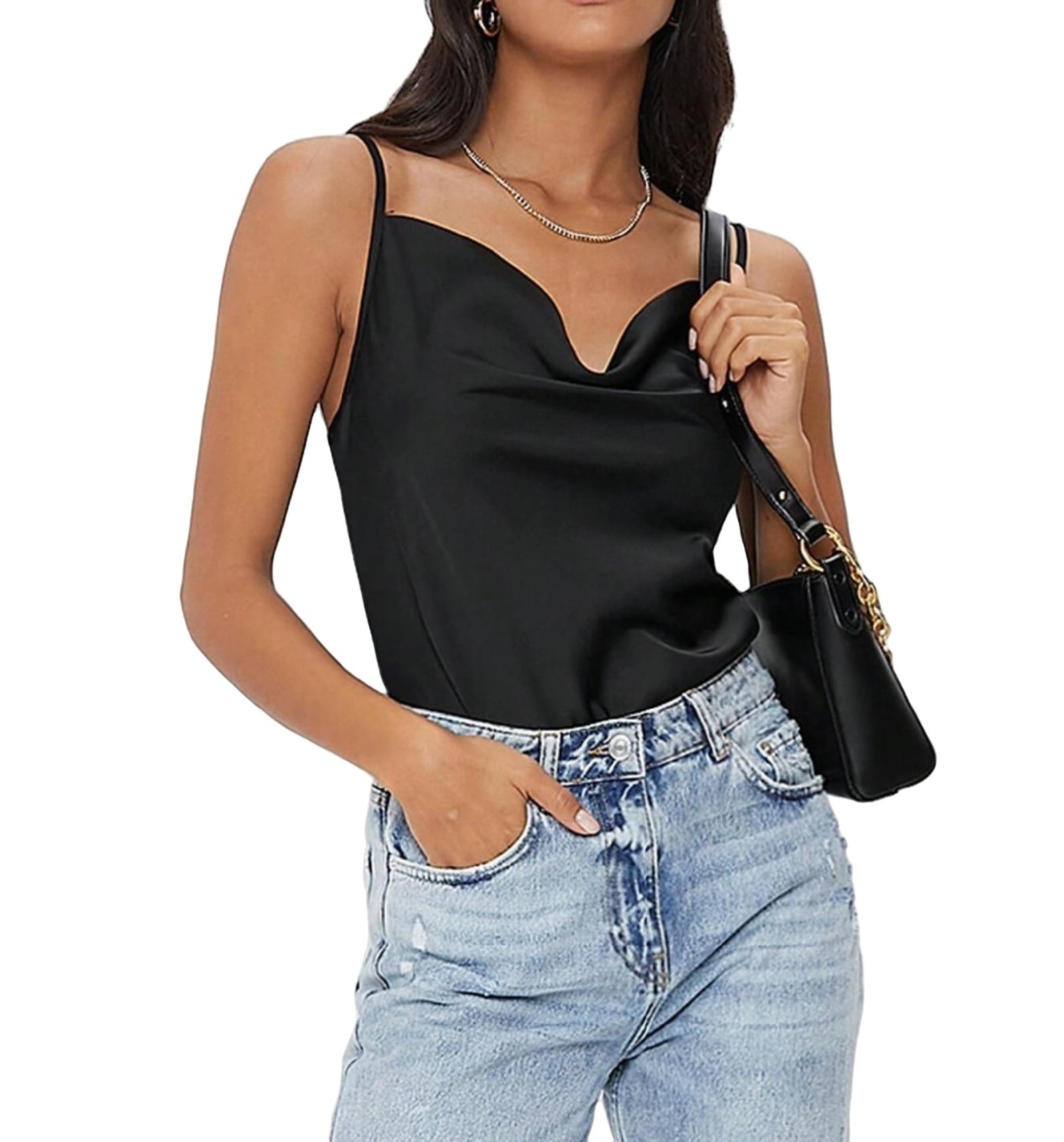 Women's Tank Tops & Camis Elegant Plain Spaghetti Strap Black L (8/10