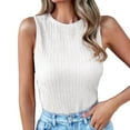 thumbnail image 1 of Women's Tank Tops Camisole High Neck Ribbed Knit Slim Fitted Sleevelesss Undershirt,White,S, 1 of 7