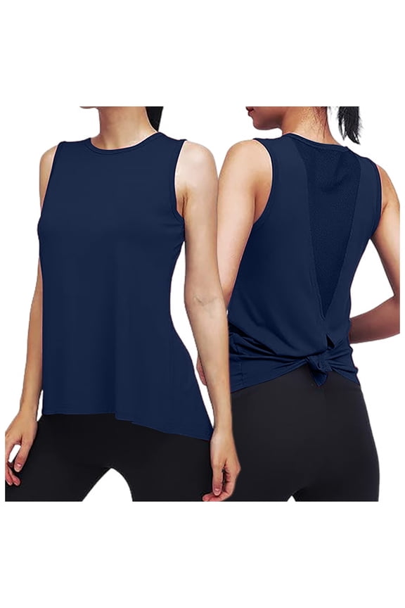 Women's Tank Tops Camisole Sleeveless Sports Vest Fitness Yoga Quick Drying Thin Undershirts,Navy,XL