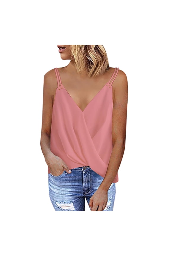 Women's Tank Tops Camisole Spaghetti Strap Sleeveless Deep V-Neck Vest Undershirt