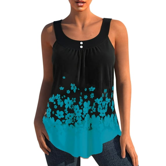 Women's Tank Tops Casual Round Neck Loose Tunic T-Shirt Blouse Tops