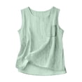 thumbnail image 1 of Women's Tank Tops Crew Neck Loose Fit Sleeveless T Shirts Summer Casual Workout Beach Vacation Clothes Green L, 1 of 4