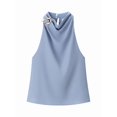 thumbnail image 1 of Women's Tank Tops Halter Draped Front Backless Womens Summer Tops Elegant Camisole Tops Blue M, 1 of 6
