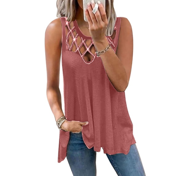 Women's Tank Tops--Hollow Tank Tops Summer Casual Shirts Tunic Blouse