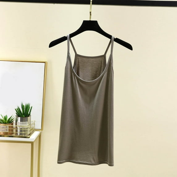 Women's Tank Tops Plus Size Cotton Under $5 Summer Casual Solid Color Loose Round-neck Camisoles Tank