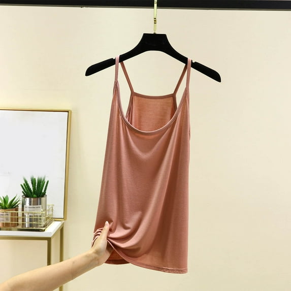 Women's Tank Tops Plus Size Cotton Under $5 Summer Casual Solid Color Loose Round-neck Camisoles Tank