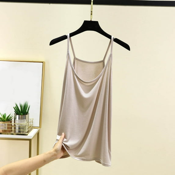 Women's Tank Tops Plus Size Cotton Under $5 Summer Casual Solid Color Loose Round-neck Camisoles Tank