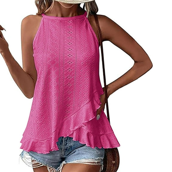 Women's Tank Tops Sevevn Summer Women Solid Color Round Neck Sleeveless Casual Tee Tank