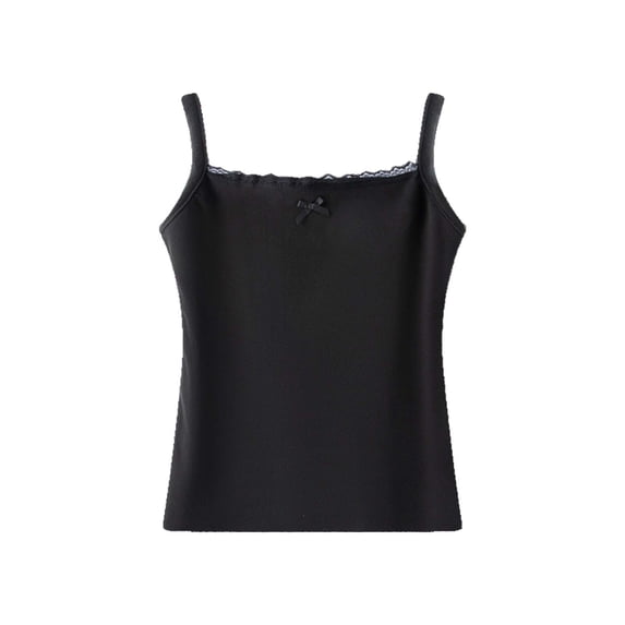 Women's Tank Tops Sevevn Womens Square Neck Lace Trim Tank Top Slim Fitted Going Out Camisole Shirts Black L