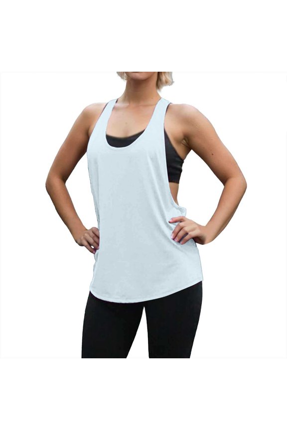Women's Tank Tops Sexy Low Neck T Shaped Fitness Mini Smock For Female College Students A Loose Quick Drying Sweat Absorbing Sports Sleeveless Vest Cute Summer Fashion Clothing Size S
