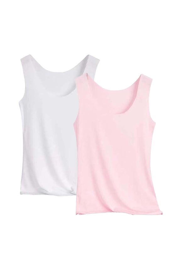 Women's Tank Tops Sleeveless Cami Casual Stretch Cotton Basic Layering Tops Pink Women Blending Shirts Built In Bra Tank Top Women(L)