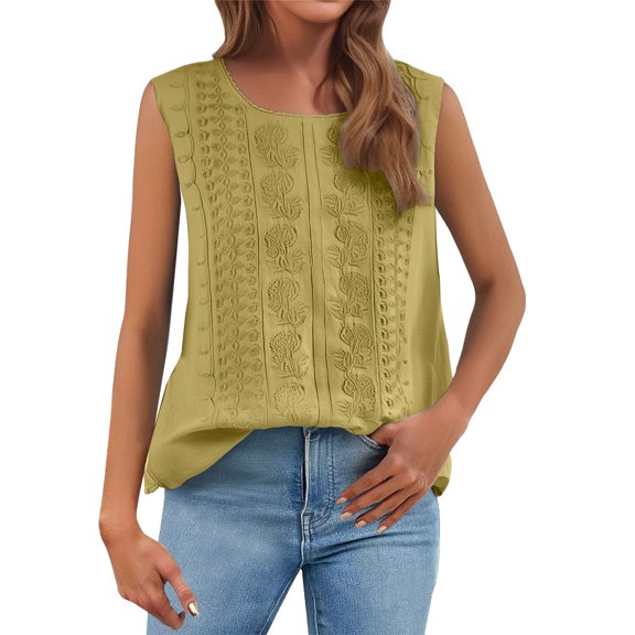 Women's Tank Tops Sleeveless Cami Casual Stretch Cotton Basic Layering Tops Yellow Women Blending Shirts Sleeveless Top Women(L)