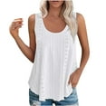 thumbnail image 1 of Women's Tank Tops Sleeveless Eyelet Embroidery Round Neck Loose Fit Casual Summer Flowy Tee Shirts White,S, 1 of 5