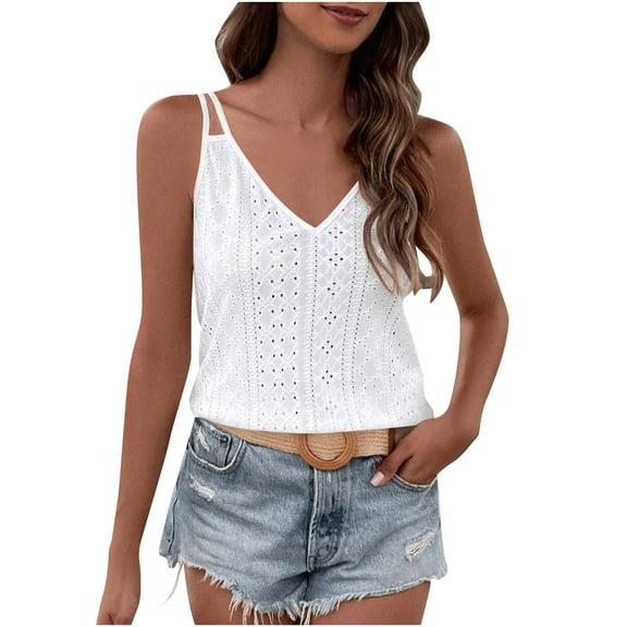 Women's Tank Tops Sleeveless Summer Top Spaghetti Strap Spring Shirt Loose Fit Beach Vacation 2025 Casual