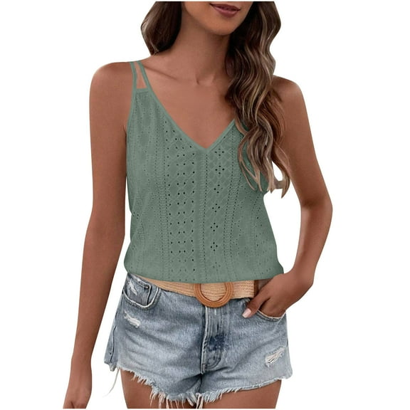 Women's Tank Tops Sleeveless Summer Top Spaghetti Strap Spring Shirt Loose Fit Beach Vacation 2025 Casual
