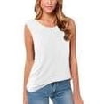thumbnail image 1 of Women's Tank Tops Soft Cotton Crew Neck Sleeveless Tunics T-shirts Summer Casual Plain Tshirts (2XL, White), 1 of 1
