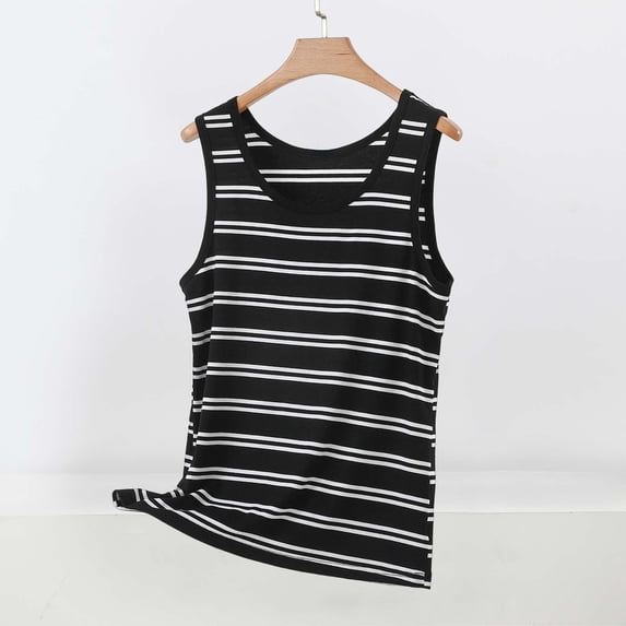 Women's Tank Tops Striped Sleeveless Ribbed Slim Fitted Tank Slim Knit Basic Casual Cami Tanks Summer Cute Striped Sleeveless Top