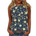 thumbnail image 1 of Women's Tank Tops Summer Casual Floral Print Crew Neck Sleeveless Plus Size Shirts Loose Fit Tunic Tops (XL, Multicolor 15), 1 of 4