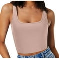 thumbnail image 1 of Women's Tank Tops Summer Casual Sleeveless Square Neck Short TShirt Summer Vest Yoga Workout Shirts Stretch Ribbed Crop Top Basic Cami Blouses, 1 of 6