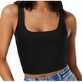 thumbnail image 1 of Women's Tank Tops Summer Casual Sleeveless Square Neck Short TShirt Summer Vest Yoga Workout Shirts Stretch Ribbed Crop Top Basic Cami Blouses, 1 of 6