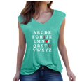 thumbnail image 1 of Women's Tank Tops Summer Fashion Casual V Neck Letter Print Sleeveless Graphic Tees Loose Comfortable Shirt (XL, Green), 1 of 2