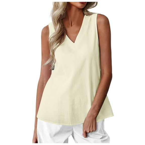 Women's Tank Tops Women's And Linen Casual Vest Sleeveless Vest For Women Camisole Tops with Bra Casual Tight Tops Women Closet Staples Workout Boy Glitter Control Tops Women